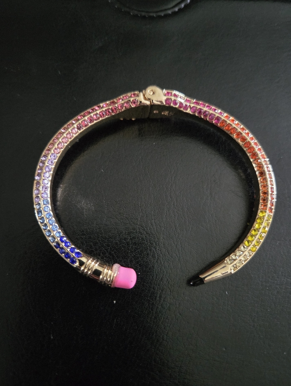 Betsey Johnson Rainbow Crystal Pencil Hinged Bangle